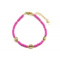 Браслет из бисера шарик 3мм со вставками цвет фуксия, 18см (иск.)
