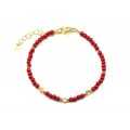 Браслет из бисера "Звезды" шарик 3мм цвет красный, 17см. (иск.)