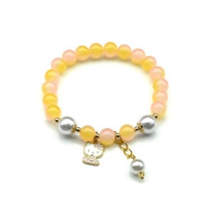 Браслет с подвеской шарик 8мм цвет лимонно-розовый, 17см (иск.) Браслет с подвеской шарик 8мм цвет лимонно-розовый, 17см (иск.)