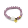 Браслет На удачу с подвеской шарик 8мм цвет сиреневый, 17см (иск.)
