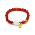 Браслет На удачу с подвеской шарик 8мм цвет рыжий, 17см (иск.)