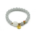 Браслет На удачу с подвеской шарик 8мм цвет дымка, 17см (иск.)