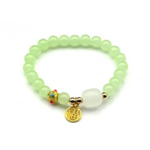 Браслет На удачу с подвеской шарик 8мм цвет салатовый, 17см (иск.)