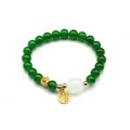 Браслет На удачу с подвеской шарик 8мм цвет зеленый яркий, 17см (иск.)