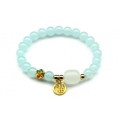Браслет На удачу с подвеской шарик 8мм цвет голубой, 17см (иск.)
