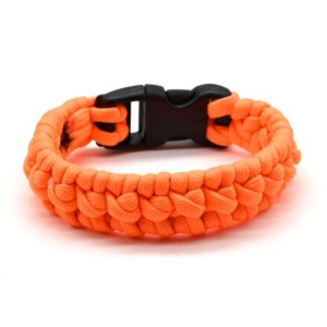 Широкий браслет из паракорда 18-19см, цвет оранжевый неон (иск.)