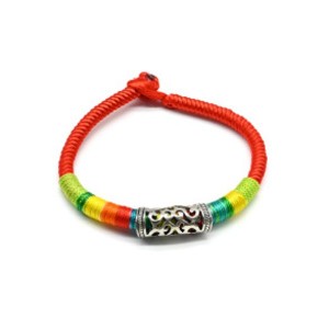 Плетеный браслет цвет красный 18см (иск.)