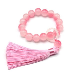 Браслет-четки из полимера шарик 12мм цвет розовый, 16 бусин (иск.)