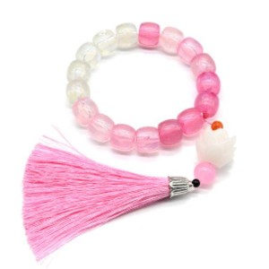 Браслет-четки из полимера бочонок 12*11мм цвет розовый, 17 бусин (иск.)