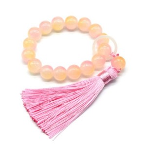 Браслет-четки из полимера шарик 12мм цвет персиковый, 16 бусин (иск.)