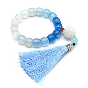 Браслет-четки из полимера бочонок 12*11мм цвет голубой, 17 бусин (иск.)