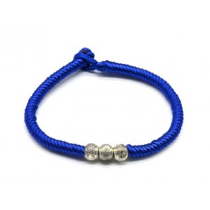 Плетеный браслет цвет синий 18см (иск.)