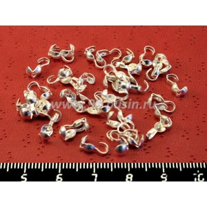 Концевики каллоты (скуфейки) с крючком, цвет светлое серебро 20 пар/упаковка