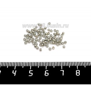 Кримпы (зажимные бусины) 2 мм, цвет никель, ок. 250 штук/упаковка