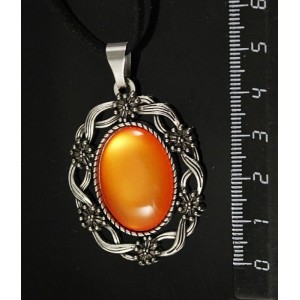 Кулон пластик оранжевый (эффект опала) "торжество", овал 25х18мм