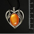 Кулон пластик оранжевый (эффект опала) "сердце с крыльями", овал 25х18мм