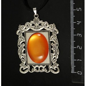 Кулон пластик оранжевый (эффект опала) "портрет", овал 25х18мм