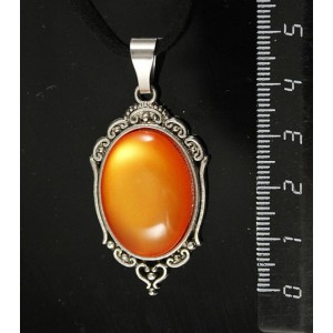 Кулон пластик оранжевый (эффект опала) "медальон", овал 25х18мм