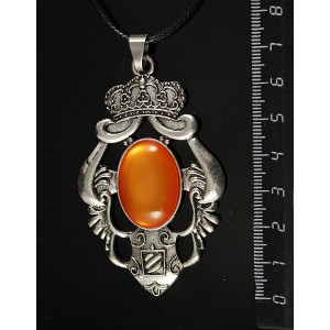 Кулон пластик оранжевый (эффект опала) "императрица", овал 25х18мм