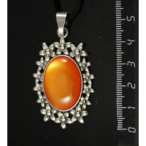 Кулон пластик оранжевый (эффект опала) "клумба", овал 25х18мм