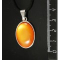 Кулон пластик оранжевый (эффект опала), простой овал 25х18мм