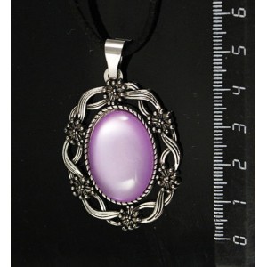 Кулон пластик сиреневый (эффект опала) "торжество", овал 25х18мм