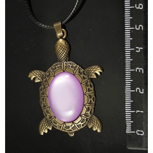 Кулон пластик сиреневый (эффект опала) "черепаха", овал 25х18мм, цвет бронза