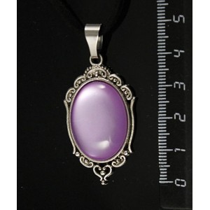 Кулон пластик сиреневый (эффект опала) "медальон", овал 25х18мм