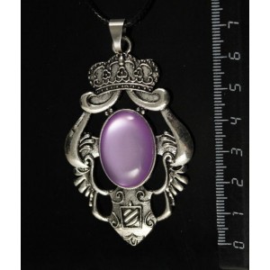 Кулон пластик сиреневый (эффект опала) "императрица", овал 25х18мм