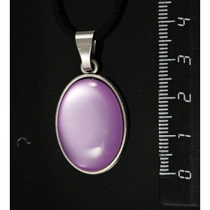 Кулон пластик сиреневый (эффект опала), простой овал 25х18мм
