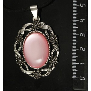 Кулон пластик розовый (эффект опала) "торжество", овал 25х18мм