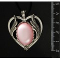 Кулон пластик розовый (эффект опала) "сердце с крыльями", овал 25х18мм