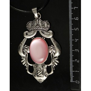 Кулон пластик розовый (эффект опала) "императрица", овал 25х18мм