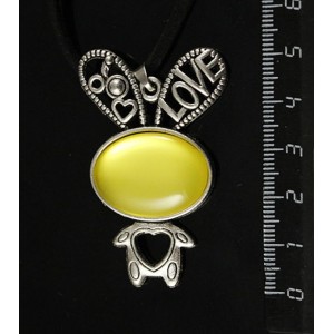 Кулон пластик желтый (эффект опала) "зайчик", овал 25х18мм