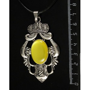 Кулон пластик желтый (эффект опала) "императрица", овал 25х18мм