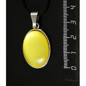 Кулон пластик желтый (эффект опала), простой овал 25х18мм