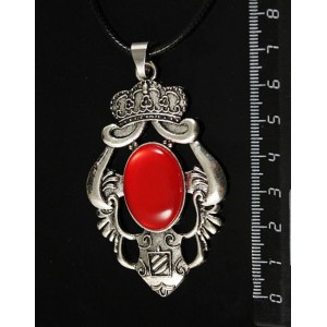 Кулон пластик красный (эффект опала) "императрица", овал 25х18мм