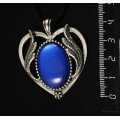 Кулон пластик синий (эффект опала) "сердце с крыльями", овал 25х18мм