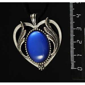 Кулон пластик синий (эффект опала) "сердце с крыльями", овал 25х18мм
