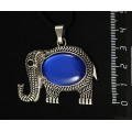 Кулон пластик синий (эффект опала) "слон", овал 25х18мм