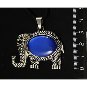 Кулон пластик синий (эффект опала) "слон", овал 25х18мм