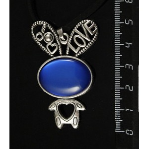 Кулон пластик синий (эффект опала) "зайчик", овал 25х18мм