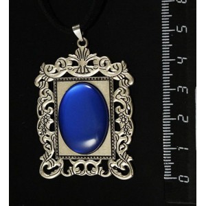 Кулон пластик синий (эффект опала) "портрет", овал 25х18мм