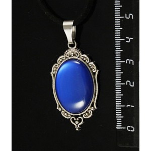 Кулон пластик синий (эффект опала) "медальон", овал 25х18мм