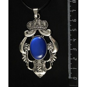 Кулон пластик синий (эффект опала) "императрица", овал 25х18мм