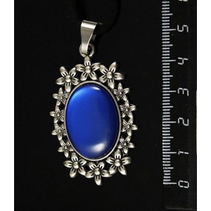 Кулон пластик синий (эффект опала) "клумба", овал 25х18мм