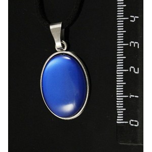 Кулон пластик синий (эффект опала), простой овал 25х18мм