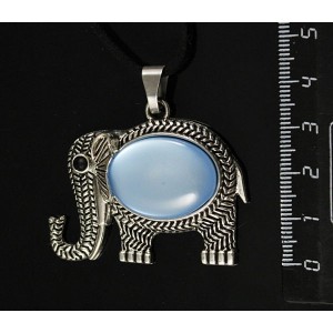 Кулон пластик голубой (эффект опала) "слон", овал 25х18мм