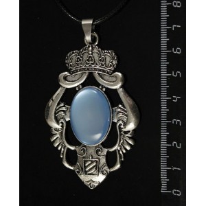 Кулон пластик голубой (эффект опала) "императрица", овал 25х18мм