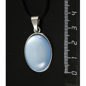 Кулон пластик голубой (эффект опала), простой овал 25х18мм